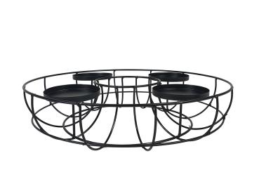 Adventskranz Metall schwarz  mit Gläsern Ø 35cm